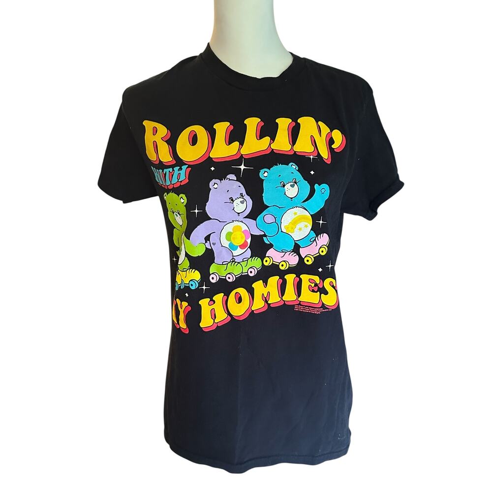Vintage Ladies Tee Care bear Rollin with my Homies Black Small